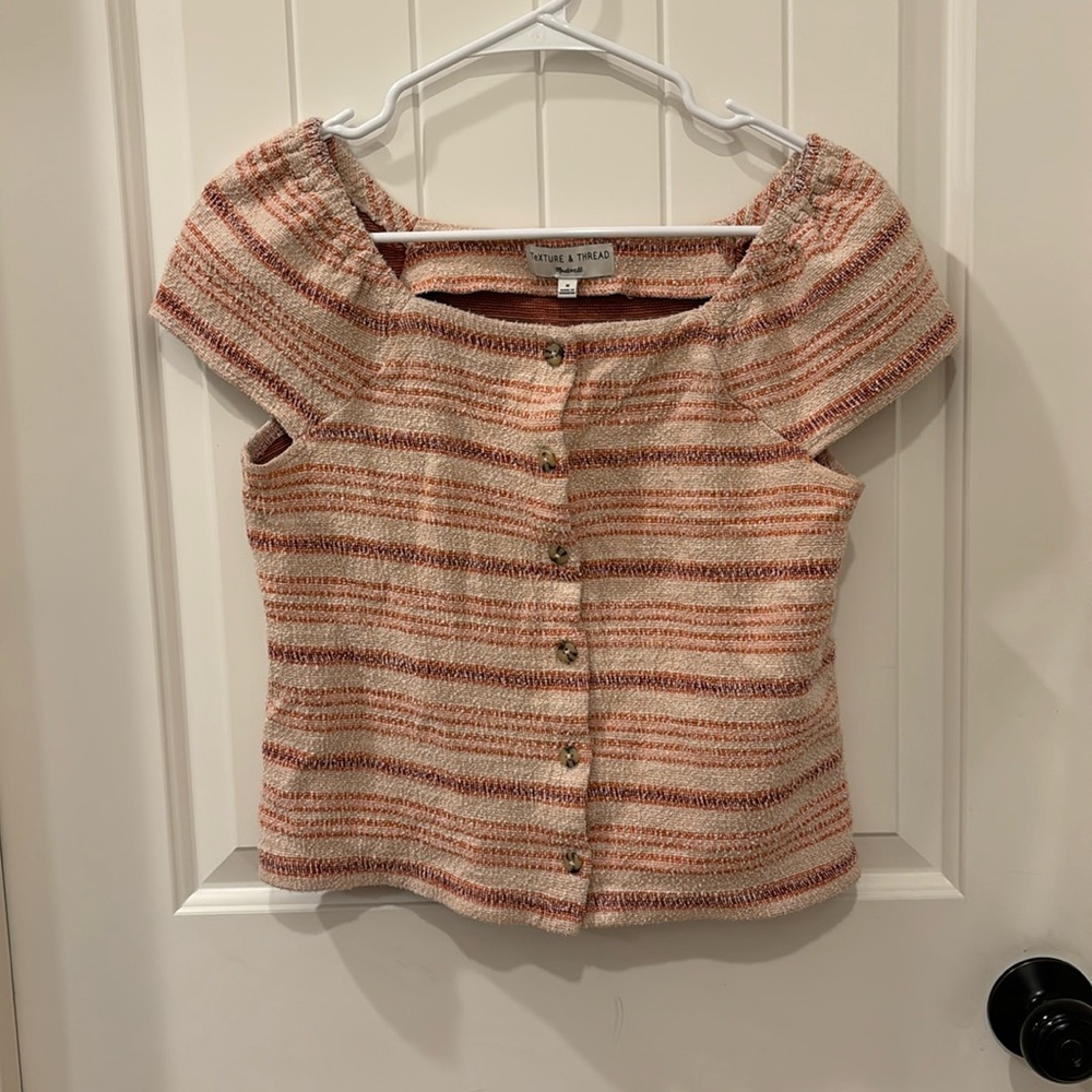 Madewell Texture & Thread Button-Front Top in Stripe m